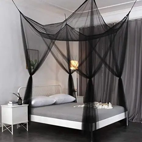 AIFUSI-Mosquito-Net-King-Size-Four-Corner-Post-Curtains-Bed-Canopy-for-Single-to-Fits-All-Cribs-and-Beds-for-Adult-Bedroom-Kids-Rooms-Baby-Bassinet-Garden-CampingWhite-0
