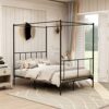Beautiplove Full Size Metal Four Post Canopy Bed Frame With Headboard And Footboardheavy Duty Platform Mattress Foundationblack 0