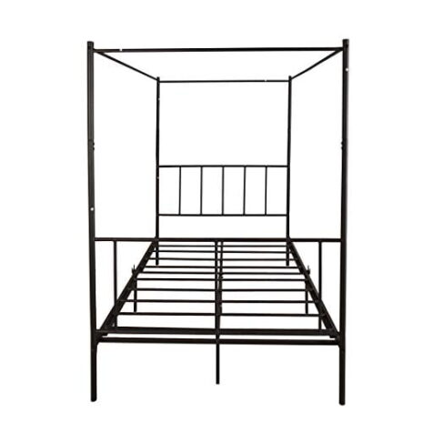Beautiplove-Full-Size-Metal-Four-Post-Canopy-Bed-Frame-with-Headboard-and-FootboardHeavy-Duty-Platform-Mattress-FoundationBlack-0-3
