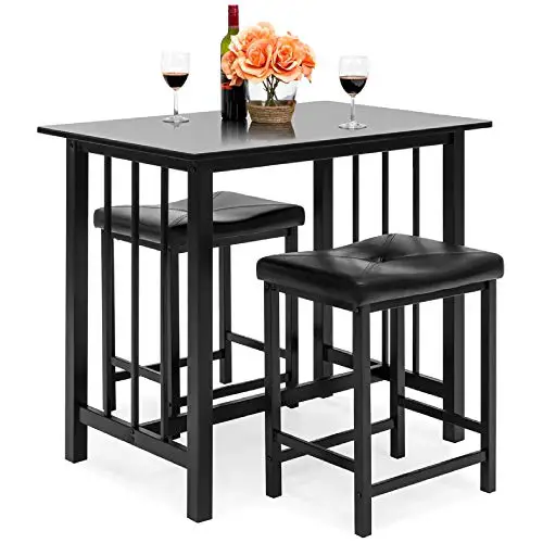 Best Choice Products 3-Piece Counter Height Dining Table Furniture Set for Kitchen, Bar, Bonus Room w/ 2 Faux Leather…