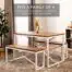 Best-Choice-Products-455in-3-Piece-Bench-Style-Dining-Table-Furniture-Set-4-Person-Space-Saving-Dinette-for-Kitchen-Dining-Room-w-2-Benches-Table-BrownWhite-0-0