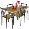 Best Choice Products 5 Piece Metal And Wood Indoor Modern Rectangular Dining Table Furniture Set For Kitchen Dining Room Dinette Breakfast Nook W 4 Chairs Brown 0
