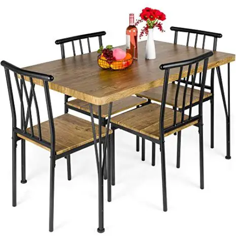 Best-Choice-Products-5-Piece-Metal-and-Wood-Indoor-Modern-Rectangular-Dining-Table-Furniture-Set-for-Kitchen-Dining-Room-Dinette-Breakfast-Nook-w-4-Chairs-Brown-0