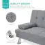 Best-Choice-Products-Linen-Upholstered-Modern-Convertible-Folding-Futon-Sofa-Bed-for-Compact-Living-Space-Apartment-Dorm-Bonus-Room-wRemovable-Armrests-Metal-Legs-2-Cupholders-Gray-0-3