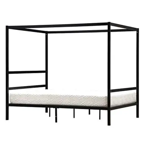 Bonnlo-Canopy-Bed-Frame-Black-Queen-Size-0-1