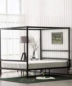Bonnlo Canopy Bed Frame Black Queen Size 0