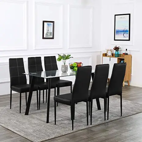 Bonnlo-Dining-Table-with-Chairs-7-Piece-Kitchen-Dining-Set-Glass-Dining-Table-Set-with-Upholstered-Dining-ChairsClearBlack-0-0
