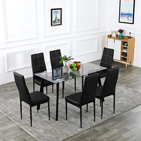 Bonnlo-Dining-Table-with-Chairs-7-Piece-Kitchen-Dining-Set-Glass-Dining-Table-Set-with-Upholstered-Dining-ChairsClearBlack-0-1