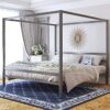 Dhp Modern Canopy Bed With Built In Headboard King Size Gray 0