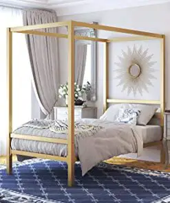 Dhp Modern Canopy Bed With Built In Headboard Twin Size Gold 0