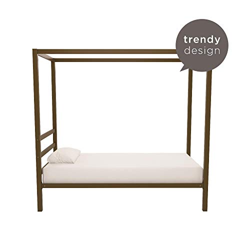 Dhp Modern Canopy Bed With Built In Headboard Twin Size Gold 0 3