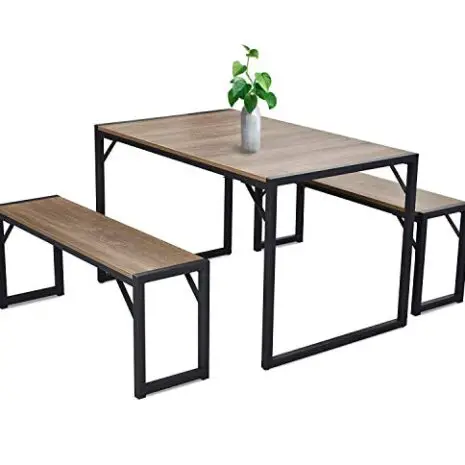 Decok-3-Piece-48-Inch-Dining-Table-Set-with-Two-Benches-Kitchen-Table-Set-for-4-6-PersonsIron-Frame-and-Particle-Board-Top-Perfect-for-Breakfast-Nook-Living-RoomIndustrial-Design-BrownGray-0-1