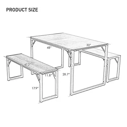 Decok 3 Piece 48 Inch Dining Table Set With Two Benches Kitchen Table Set For 4 6 Personsiron Frame And Particle Board Top Perfect For Breakfast Nook Living Roomindustrial Design Browngray 0 4