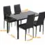 Dining-Table-Set-Dining-Room-Table-Set-5-Piece-Kitchen-Dining-Table-Set-with-4-Faux-Leather-Metal-Frame-Chairs-Rectangular-Modern-for-Small-Spaces-wGlass-Tabletop-Kitchen-Table-and-Chairs-0-0