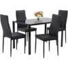Dining Table Set Dining Room Table Set 5 Piece Kitchen Dining Table Set With 4 Faux Leather Metal Frame Chairs Rectangular Modern For Small Spaces Wglass Tabletop Kitchen Table And Chairs 0