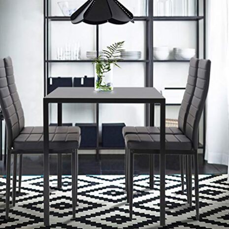 Dining-Table-Set-Dining-Room-Table-Set-5-Piece-Kitchen-Dining-Table-Set-with-4-Faux-Leather-Metal-Frame-Chairs-Rectangular-Modern-for-Small-Spaces-wGlass-Tabletop-Kitchen-Table-and-Chairs-0-2