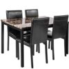 Faux Marble Dining Set For Small Spaces Kitchen 4 Table With Chairs Home Furniture Black 0