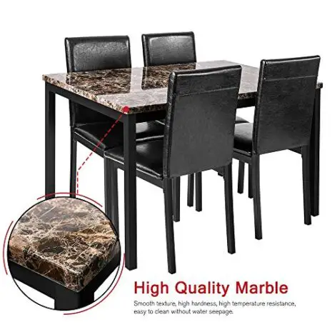 Faux-Marble-Dining-Set-for-Small-Spaces-Kitchen-4-Table-with-Chairs-Home-Furniture-Black-0-3