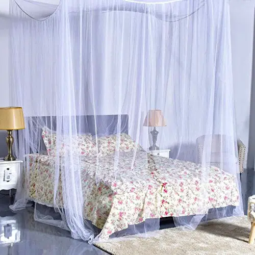 Goplus Mosquito Net 4 Corner Post Bed Canopy Quick And Easy Installation For King Size Beds Large Queen Size Bed Curtain White 0 0