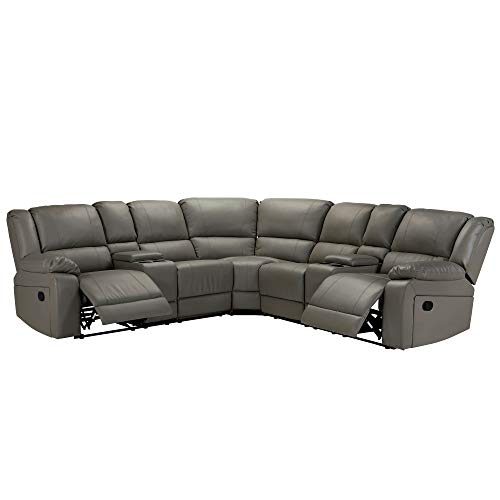 Hommoo Recliner Sofa Set Pu Leather Sofa And Couch Corner Sectional Sofa With Cup Holder Manual Reclining Chair Power Motion Sofa For Living Room Pu Grey 0 0