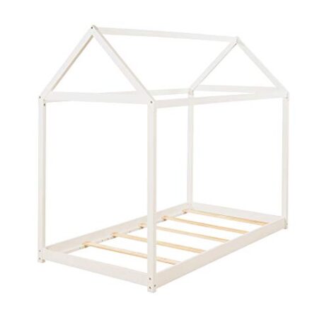 House-Bed-Twin-Size-Kids-Bed-Frame-with-Roof-No-Box-Spring-Needed-White-no-Trundle-0-4