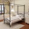 Jurmerry Metal Canopy Bed Frame Platform With Vintage Headboard And Footboard Sturdy Metal Frame Premium Steel Slat Support Black Twin 0