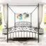 JURMERRY-Metal-Canopy-Bed-Frame-with-Ornate-European-Style-Headboard-Footboard-Sturdy-Steel-Easy-DIY-Assembly-Queen-Black-0-2