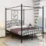 JURMERRY-Metal-Canopy-Bed-Frame-with-Ornate-European-Style-Headboard-Footboard-Sturdy-Steel-Easy-DIY-Assembly-Queen-Black-0
