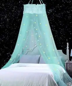 Jeteven Bed Canopy Lace Mosquito Net With Stars Snowflake Anti Mosquito As Mosquito Net For Baby Kids Girls Princess Play Tent Reading Nook Round Lace Dome Curtains Baby Kids Games House 0