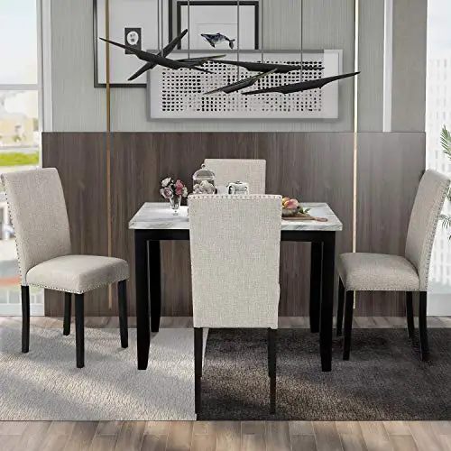 LZ-LEISURE-ZONE-Dining-Table-Set-Kitchen-Dining-Table-Set-for-4-Wood-Table-and-Chairs-Set-WhiteBeige-0-0