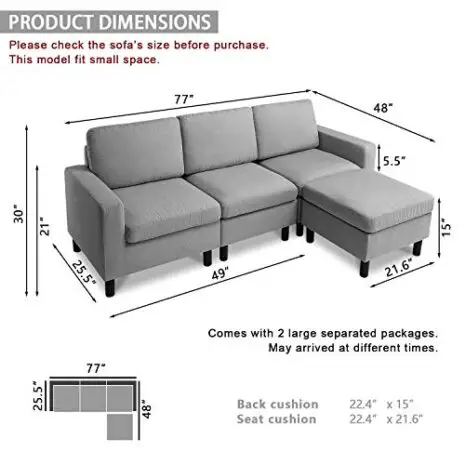 Pukami-Convertible-Sectional-Tiny-Sofa-Couch-for-Living-Room-Reversible-Chaise-with-Modern-Linen-Fabric-L-Shaped-3-seat-Sofa-Couch-with-Ottoman-for-Small-Space-ApartmentDormJuvenile-Light-Gray-0-0