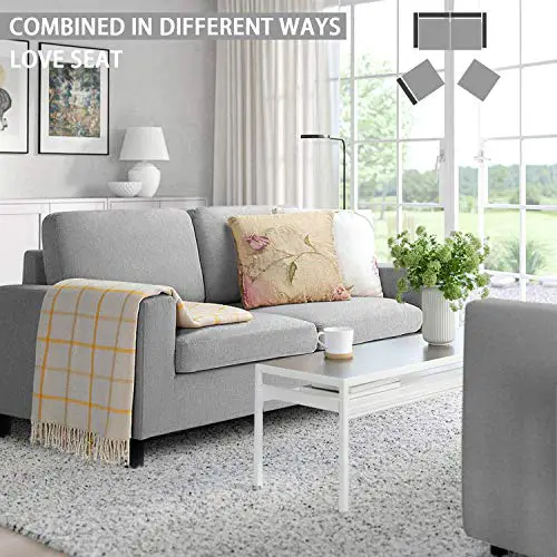 Pukami Convertible Sectional Tiny Sofa Couch For Living Room Reversible Chaise With Modern Linen Fabric L Shaped 3 Seat Sofa Couch With Ottoman For Small Space Apartmentdormjuvenile Light Gray 0 2