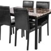 Recaceik 5 Piece Kitchen Table Faux Marble Dining Set For 4 With Chairs For Small Spaces Living Room Home Furniture Black 0