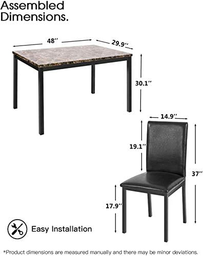 Recaceik-5-Piece-Kitchen-Table-Faux-Marble-Dining-Set-for-4-with-Chairs-for-Small-Spaces-Living-Room-Home-Furniture-Black-0-4