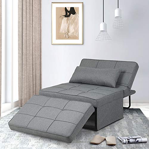 Saemoza Sofa Bed 4 In 1 Multi Function Folding Ottoman Sleeper Bed Modern Convertible Chair Adjustable Backrest Sleeper Couch Bed For Living Roomsmall Apartment Light Gary 0