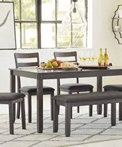 Signature-Design-by-Ashley-Bridson-Dining-Room-Table-and-Chairs-with-Bench-Set-of-6-Gray-0-0