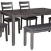 Signature Design By Ashley Bridson Dining Room Table And Chairs With Bench Set Of 6 Gray 0