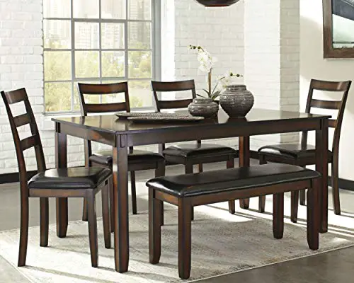 Signature Design By Ashley Coviar Dining Room Table And Chairs With Bench Set Of 6 0 0