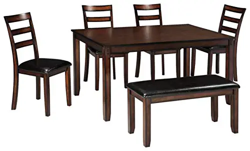 Signature Design by Ashley Coviar Dining Room Table and Chairs with Bench (Set of 6)