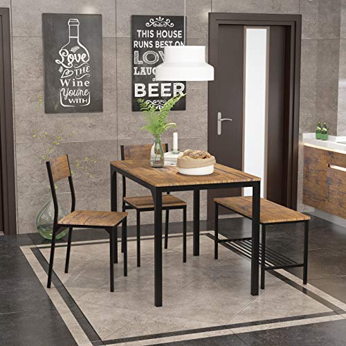 Teraves Dining Table Set For 4Computer Deskkitchen Table With 2 Chairs And A Benchtable And Chairs Dining Set 4 Picce Set For Dining Room 0 0