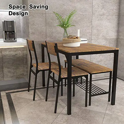 Teraves Dining Table Set For 4Computer Deskkitchen Table With 2 Chairs And A Benchtable And Chairs Dining Set 4 Picce Set For Dining Room 0 1