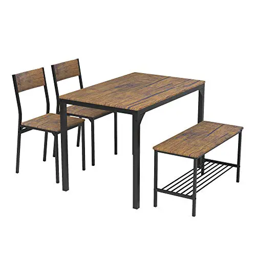Teraves Dining Table Set For 4Computer Deskkitchen Table With 2 Chairs And A Benchtable And Chairs Dining Set 4 Picce Set For Dining Room 0