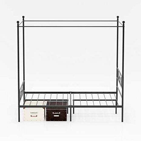 WeeHom-Full-Size-Canopy-Bed-Frame-Metal-Platform-Bed-4-Posters-Sturdy-Steel-Mattress-Foundation-with-Headboard-and-Footboard-European-Style-No-Box-Spring-NeededBlack-0-4