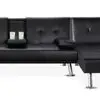 Yaheetech Faux Leather Sectional Sofa Couch Sectional Living Room Furniture Set Convertible Futon Sofa Beds With Chaise Lounge Black 0