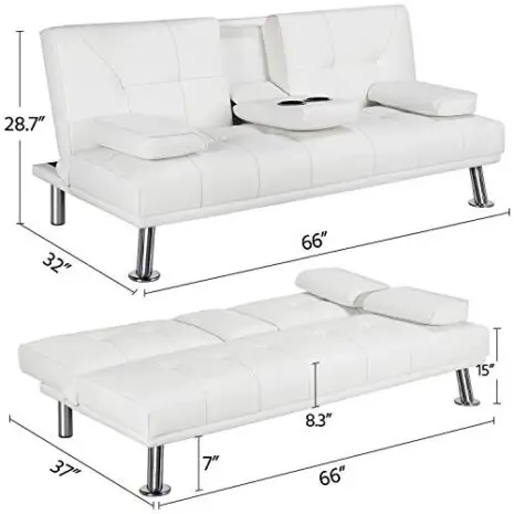 YAHEETECH-Futon-Sofa-Bed-Sleeper-Sofa-Modern-Faux-Leather-Futon-Convertible-Sofa-with-Armrest-Home-Recliner-Couch-Home-Furniture-White-0-4