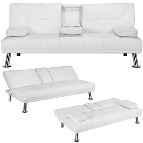 YAHEETECH-Futon-Sofa-Bed-Sleeper-Sofa-Modern-Faux-Leather-Futon-Convertible-Sofa-with-Armrest-Home-Recliner-Couch-Home-Furniture-White-0