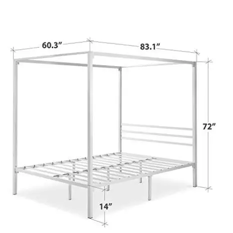 ZINUS-Patricia-White-Metal-Canopy-Platform-Bed-Frame-Mattress-Foundation-with-Steel-Slat-Support-No-Box-Spring-Needed-Easy-Assembly-Queen-0-3
