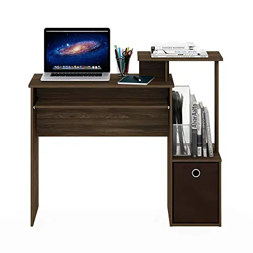 FURINNO Econ Multipurpose Home Office Computer Writing Desk, Columbia Walnut/Dark Brown