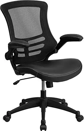 Flash Furniture Desk Chair with Wheels | Swivel Chair with Mid-Back Black Mesh and LeatherSoft Seat for Home Office and…