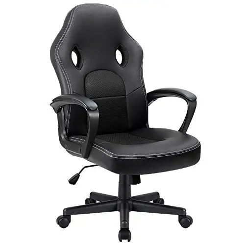 Furmax Office Desk Leather Gaming, High Back Ergonomic Adjustable Racing Task Swivel Executive Computer Chair Headrest…